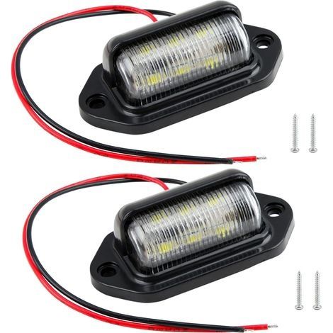 LED Éclairage Plaque Immatriculation Auto Universelle, 2 Pièces Imperméable LED Feux Arrière Lampe 12V-24V, pour Camions, Camionnette, Motos, Caravane, Remorques, SUV, Voiture (1/4)