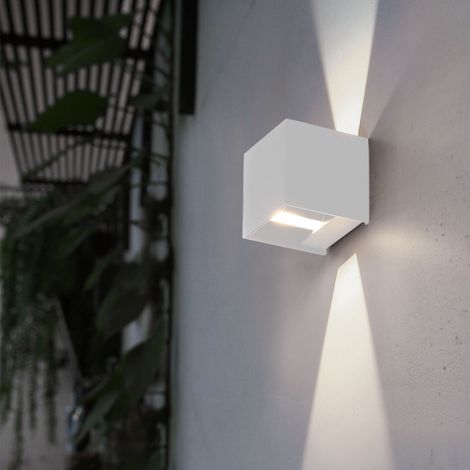 Lampada da esterno lampada da parete applique LED UP & DOWN applique per casa, alluminio pressofuso bianco, 3W 290lm 3000K bianco caldo, H 10 cm