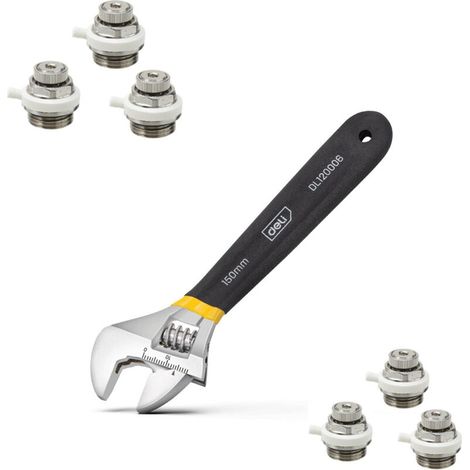 (6 Stück) 1/2 Zoll automatisches Heizkörper-Entlüftungsventil, Heizkörper-Entlüftungsventil aus Messing, Heizkörper-Absperrventil und Schraubenschlüssel MUMU (1/4)