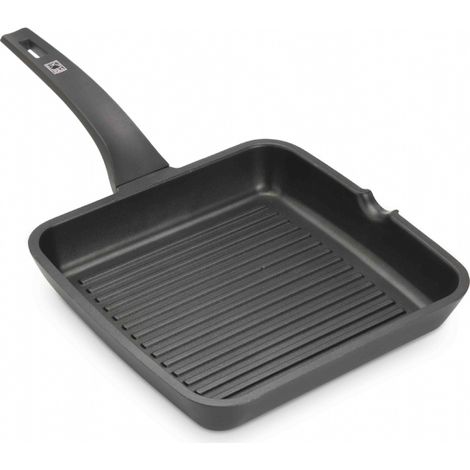 BRA Efficient, Bistecchiera Grill in Ghisa d'Alluminio, con Rivestimento Antiaderente Teflon Platinum Plus, Nero, 28 cm (1/5)