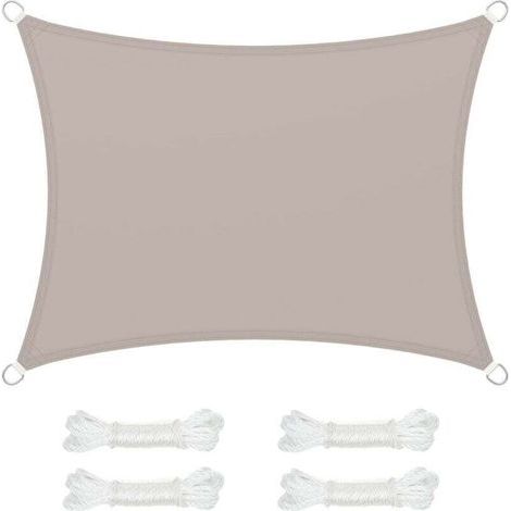 3 x 4 m großes Sonnensegel, wasserdicht, mit einer Wassersäule von 665 mm, reißfestem Polyester-Sonnenschutz, 93 % UV-Schutz, für Terrasse, Garten, Balkon, rechteckige Form, 2 Seile (1/5)