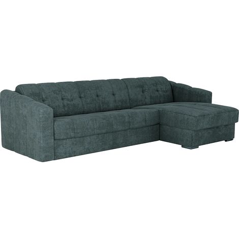 Divano letto angolare express Tessuto testurizzato Blu petrolio Posto letto 140cm Materasso 14cm - DARIELO (1/5)