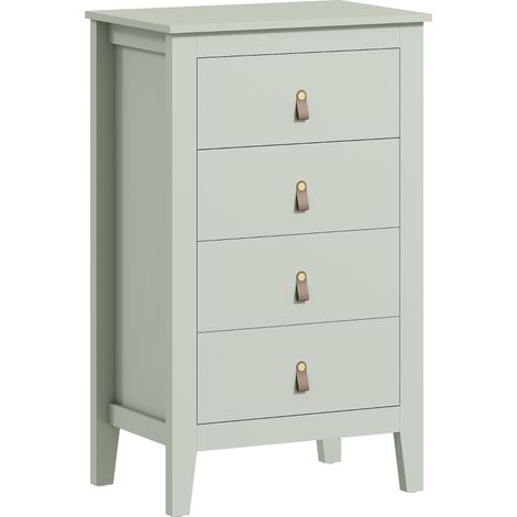 Bedroom Chest of Drawers, Modern 4 Drawer Dresser Cabinet with PU Leather Handles and Metal Runners for Living Room, Hallway, Entryway, Green (1/3)