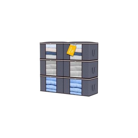 Set mit 6 geräumigen Aufbewahrungsboxen für Kleidung, faltbare Boxen mit verstärktem Griff, dickes und atmungsaktives Material für Bettdecken, Decken und Bettwäsche (1/5)