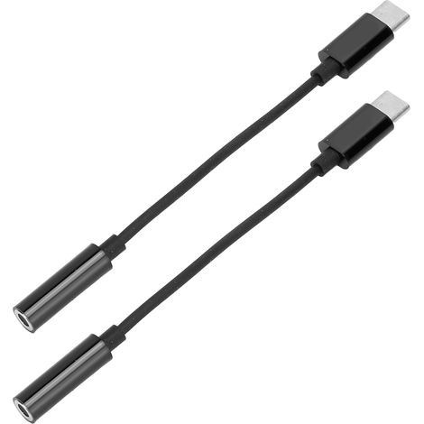 Adaptateur Audio USB-C vers Jack 3.5mm 2 Pièces pour Smartphone Samsung Galaxy/Pixel - Noir