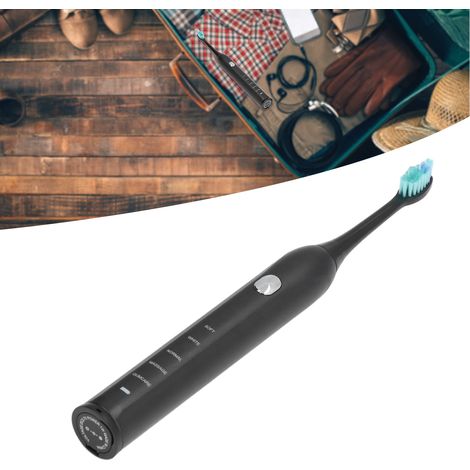 Brosse à dents sonique puissante pour usage domestique, brosse à dents électrique rechargeable, 5 vitesses réglables, portable, brosse à dents intelligente à poils souples, noire, rechargeable par USB (1/5)
