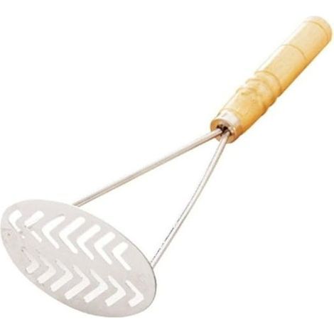 Presse-purée en acier inoxydable avec manche en bois (26 x 10 CM) - Ustensile de cuisine pour écraser des pommes de terre ou aut (1/4)