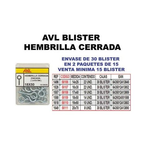 Blister 12 femmine chiuse 18x50mm