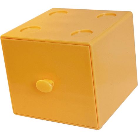 Boîte de rangement de bureau carré dortoir, bloc de construction maison, organisateur de bureau, tiroir, école, en plastique, empilable, fourni (1/5)