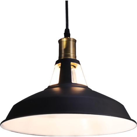Lámpara De Techo Retro Lámparas De Colgar Vintage Ø270MM (Negro) Lámpara De Hierro Industrial E27 Para Sala De Estar Cocina Restaurante Bar