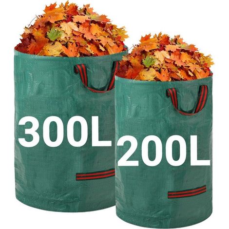 Sac à déchets de jardin, 200 l + 300 l, réutilisables, avec poignées, tissu industriel pour feuilles et débris, OUYLAF (1/5)