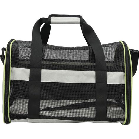 Sac de transport pour animaux de compagnie en nylon 600D pour chats et chiens, pliable, avec bandoulière réglable, gris clair (1/5)