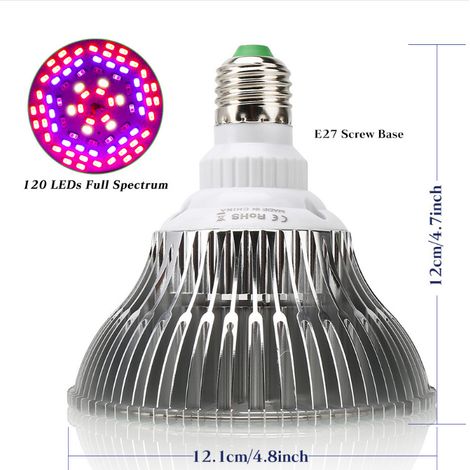 50W LED Grow Bulbs, 78pcs LED Full Spectrum Grow Bulbs, Grow Lights pour plantes d'intérieur, légumes et semis, Greenhouse Grow Lights (1pc) Blanc (12.112cm) (1/2)