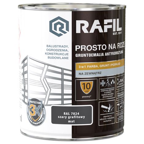 Rafil Prosto para óxido, gris grafito, mate, RAL7024, 0,75 l (1/2)