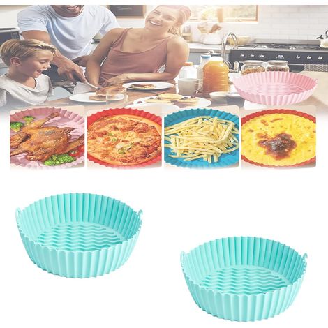 BRICOOMARKET Poêle à frire en silicone pour friteuse à air réutilisable Accessoire pour friteuse à air 100 % comestible (vert 19,1 cm) (1/3)