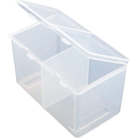 Boite De Rangement 2 Compartiments - Boite A Coton Tige Et Bijoux - Transparente - 15.5 X 10.5 X 6.5 Cm - 1 Piece (1/5)