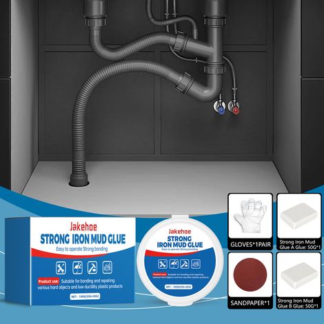 Solidifying and sealing adhesive for household casting, leak sealing, water repellency, bonding, temperature resistance, crack resistance, and durability -- 50g A glue  1 + 50g B glue  1 + sandpaper   (1/5)