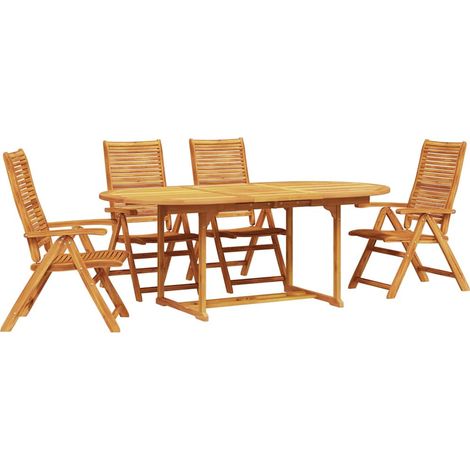 Maison Exclusive - Garten Essgruppe 5 pcs Braun Massivholz Akazie