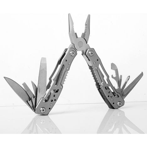 Pince multifonction pliable tout acier, outil de poche EDC avec couteau, scie et tournevis pour extérieur (1/5)