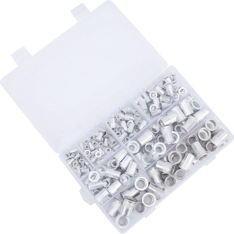 175-teiliges Nietmuttern-Set mit Flachkopf-Aluminium-Einsätzen, inklusive Aufbewahrungsbox, Industriewerkzeug (1/5)