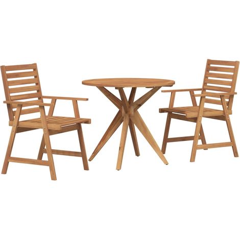 Juego de comedor de jardín 3 piezas madera maciza de acacia vidaXL (1/5)