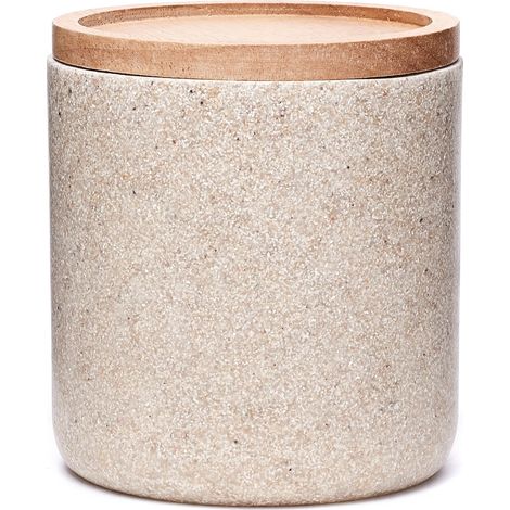 Optima Poly Scatola in poliresina con coperchio in legno, sabbia (POLY55)