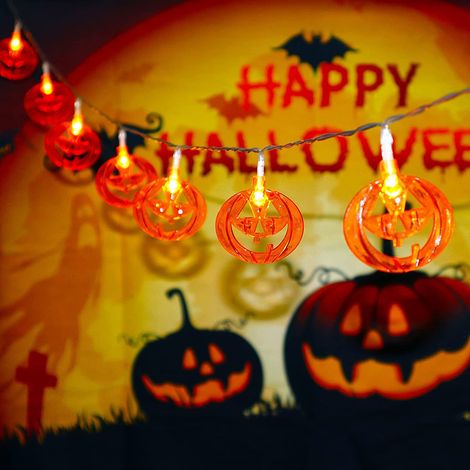 Meter lange Lichterkette mit 20 LEDs, Kürbisdesign, Halloween- und Thanksgiving-Laterne in 3D-Optik, orange, für Partydekorationen im Innen- und Außenbereich (1/5)