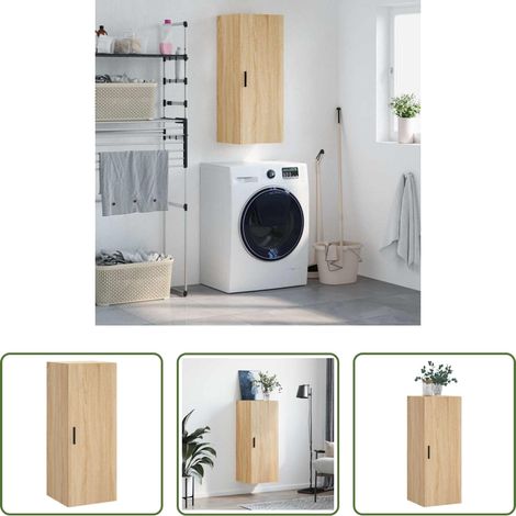 Holzschrank - Wandschrank Sonoma-Eiche 34,5x34x90 cm (1/5)