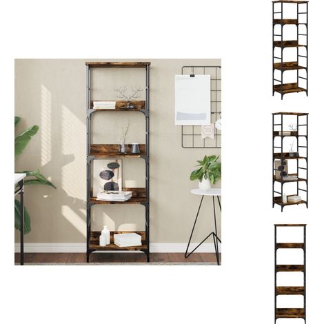 Bibliothèque chêne fumé 50x33x153 cm bois d'ingénierie - Bibliothèque Murale - Bibliothèque Industrielle - Étagère Bois - Meuble Rangement - Bibliothèque Moderne (1/5)