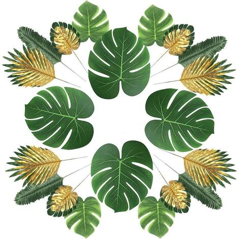 Plantes artificielles 66 Morceaux 6 Feuilles Palmier Artificiel,Fausses Feuilles,Tiges et Feuilles,Simulation Plantes Tropicales,FêTe Hawa ThèMe Plage Jungle,FêTe Table,Fausses DéCorations (1/5)