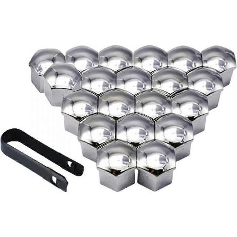 20 pièces de protection écrous de roue pour voitures, anti-rouille, couleur argent, 17 mm (1/5)