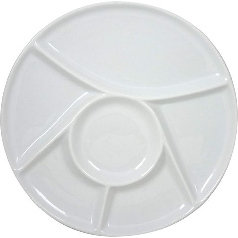Assiette à fondue en Porcelaine, blanc, D23,5 cm (1/3)