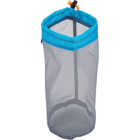 Ultraleichter Aufbewahrungsbeutel aus Netzgewebe mit Kordelzug für Reisen, Wandern und Camping (blau, Größe S) (1/5)