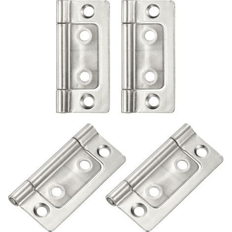 4Pcs 2x1 Inch Charnières De Porte Sans Mortaise Sans Bruit Charnières Pliantes Pour Meuble De Cabinet Fenêtre Garde-Robe, Blanc naturel (1/5)