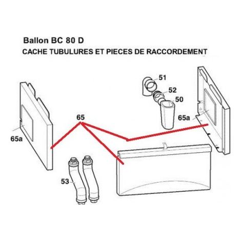Habillage cache pour kit de raccordement entre chaudière MC 15-25/ et préparateur BC80 D en colonne (HC30) DE DIETRICH 85317020