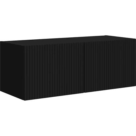 Mueble TV de pared moderno minimalista 78,5 x 31 x 29,5 cm almacenamiento elegante de madera noble negro 020054901 (1/5)