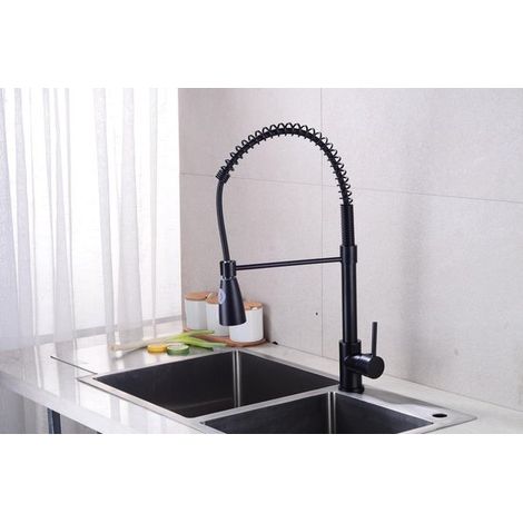 Robinet de cuisine noir mat – Modèle M022 – Design minimaliste et durable (1/4)