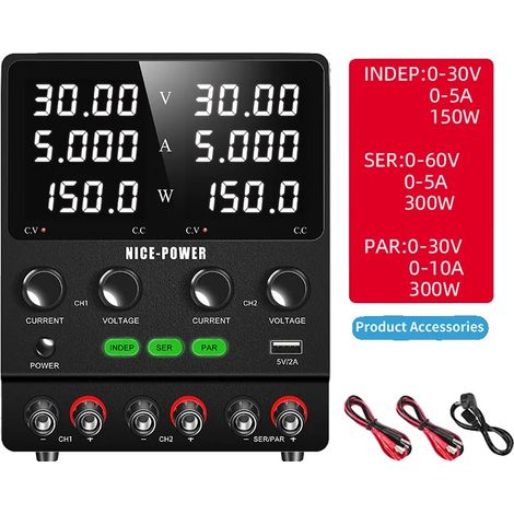 Fuente de alimentación de CC, doble canal, alto rendimiento y precisión, SPS305-2KD 30V5A, CA 220V (1/2)