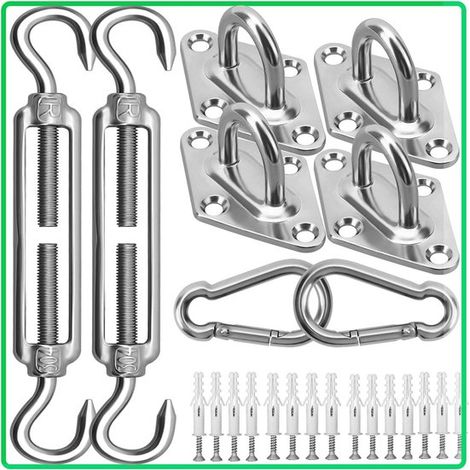 Kit de montaje para toldo,Kit de montaje reforzado M6 para toldo,Acero inoxidable 304,Kit de montaje para pérgola de jardín,Triangular y cuadrado (1/5)