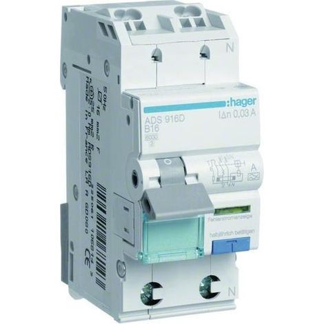 Hager ADS916D FI-Schutzschalter/Leitungsschutzschalter    2polig 16 A 0.03 A 240 V (1/5)
