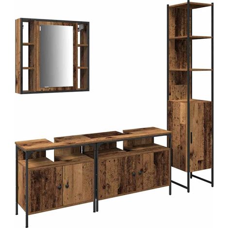 Maison Exclusive - Badezimmermöbel-Set mit Regal 4 pcs Altholz Ho