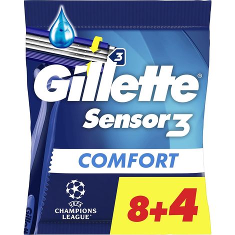 Sensor3 Comfort, Rasoirs Jetables Pour Homme, Avec Bande Lubrifiante, Lot De 8+4 (1/5)