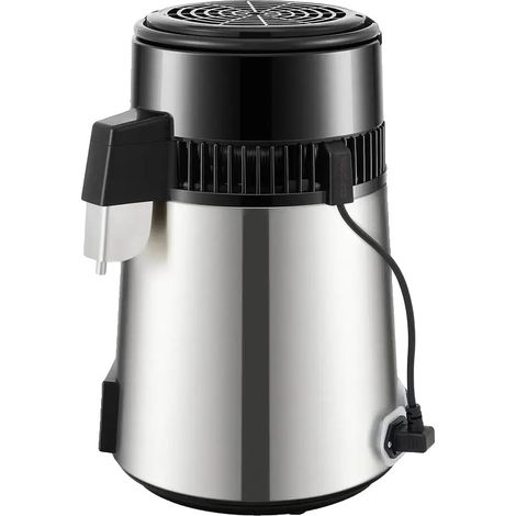 Distillateur d'eau, Taux de production de 1 L/h, Construction en acier inoxydable, Argent (1/2)