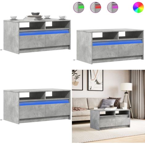 LED-Couchtisch Betongrau Holzwerkstoff - Betonfarbe - Holzwerkstoff Couchtisch (1/5)