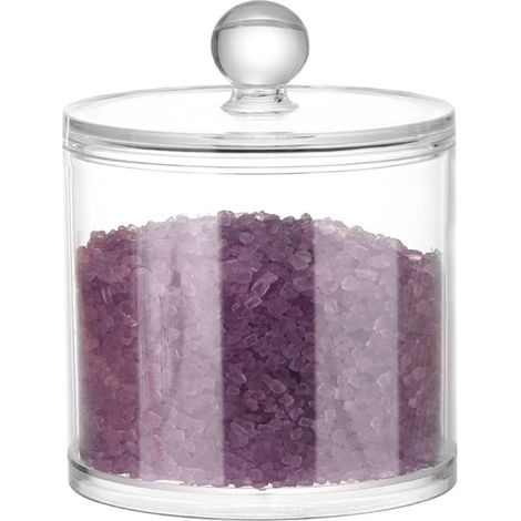 Distributeur De Cotons Tiges - Bocal En Plastique Transparent 1159 Ml - Organisation De Salle De Bain - Lot De 1 (1/5)