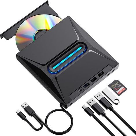 Lecteur CD DVD Externe - - Graveur DVD - USB 3.0 - USB-C - Compatible Mac et Windows
