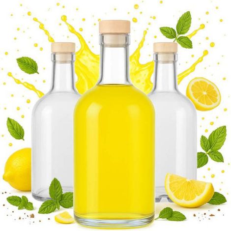 Bouteille À Liqueur - 500 ml - Verre Transparent - Pour Vin Et Liqueur - Lot De 5 (1/5)