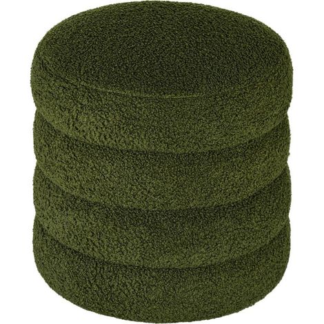Tabouret rond rembourré en polaire ultra-douce, design confortable et résistant pouvant supporter jusqu’à 120 kg. Dimensions : Ø 40 x H 45 cm, couleur vert élégant, idéal pour votre intérieur.