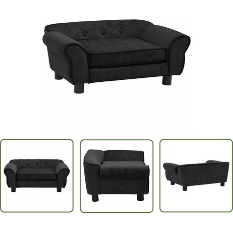 Canapé pour chien noir 72x45x30 cm en peluche – Confort optimal avec cadre en bois et pieds antidérapants – Housse lavable (1/5)