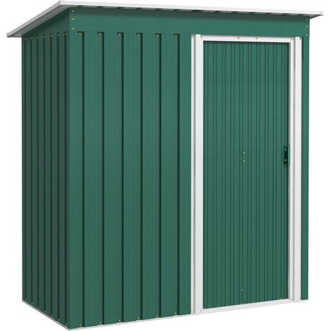 5 x 3ft Garden Storage Shed with Sliding Door and Sloped Roof Outdoor Equipment Tool, Green